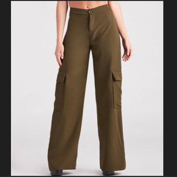 Windsor Wide-Leg Cargo Trouser Pants/NWT/Size S/Olive Green - Picture 1 of 5